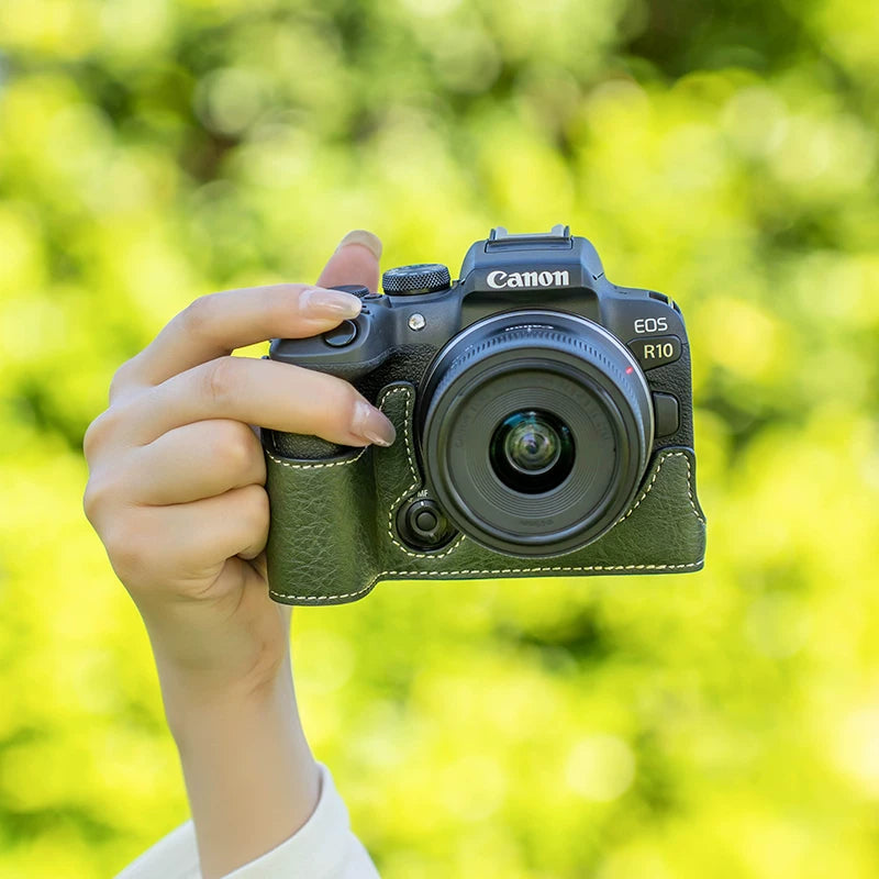 Canon R10 qoruyucu qutu R8 kamera çantası R6 ikinci nəsil baza r100 qabıq R50/R7 dəri qutu R52 aksesuarları RP üçün uyğundur