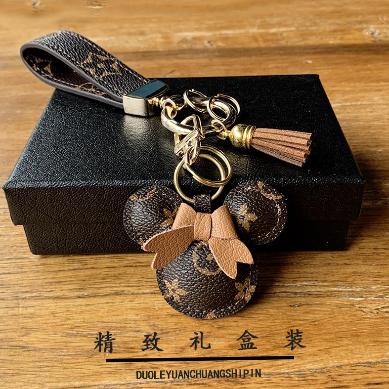 LV&GEDETE Rəsmi Flaqman Mağazası Avtomobil Açar Zəncir Kulonu Mickey Mouse Pom-Pom Açar Zəncirli Çanta Bəzək