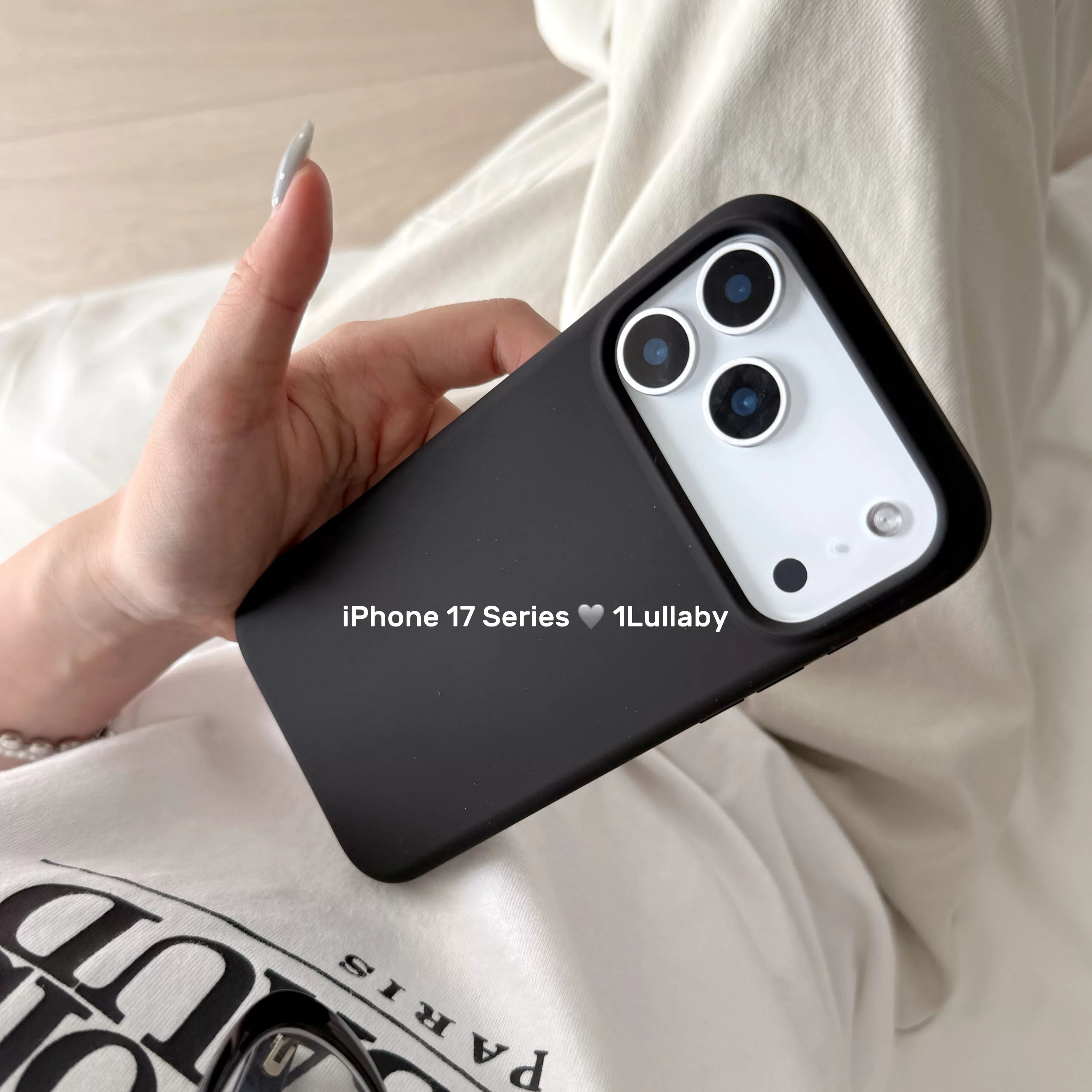 1Lullaby klassik yumşaq mumlu maye silikon sadə düz rəngli mobil telefon qutusu Apple iphone17promax14131211 üçün uyğun pulsuz çatdırılma balet tozu süd ağ