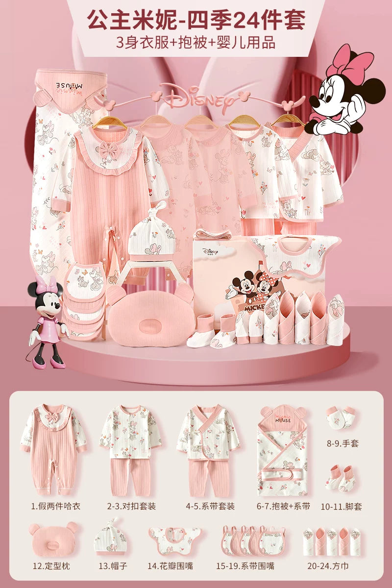 Qız uşaqları üçün Disney körpə geyimləri hədiyyə qutusu dəsti, yeni doğulmuş körpələr və tam aylıq qeyd etmələr üçün yüksək səviyyəli bir hədiyyə.