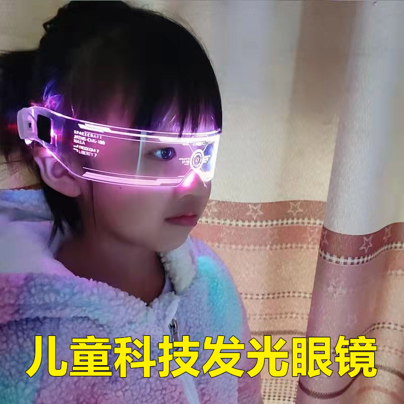 LED işıqlı eynəklər uşaq podiumu cyberpunk texnologiyası sərin günəş eynəkləri oğlan və qızlar üçün performans aksesuarları