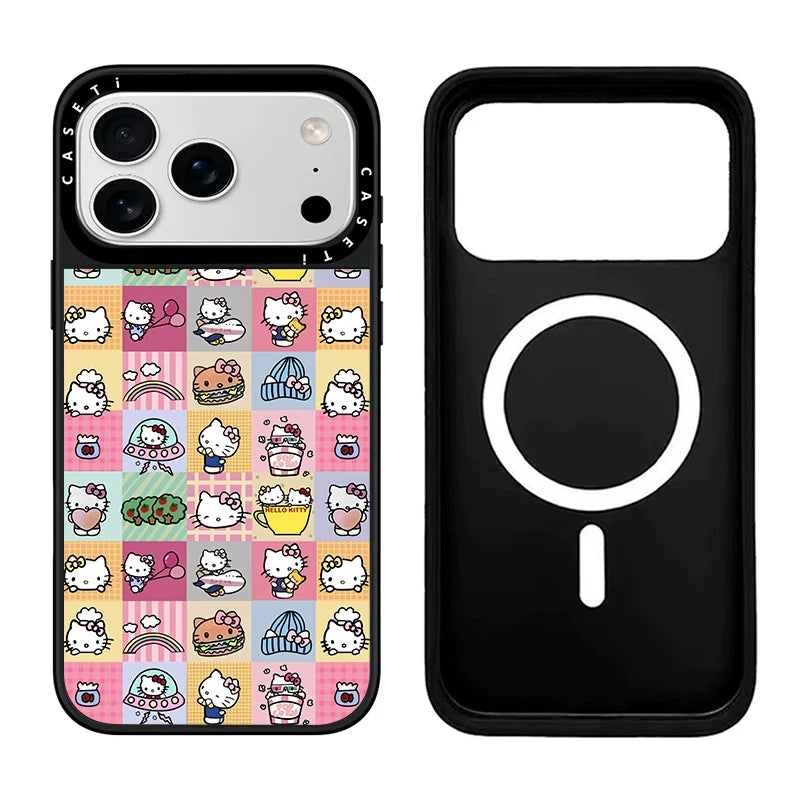CASE Hello Kitty Hamburger Etiket Telefon Qutusu, iPhone 17 Pro Max Telefon Qutusu ilə Uyğundur 16/15/14 Plus, Trend Brend, Populyar Onlayn Məşhur Stil, Maqnit Əlavəsi