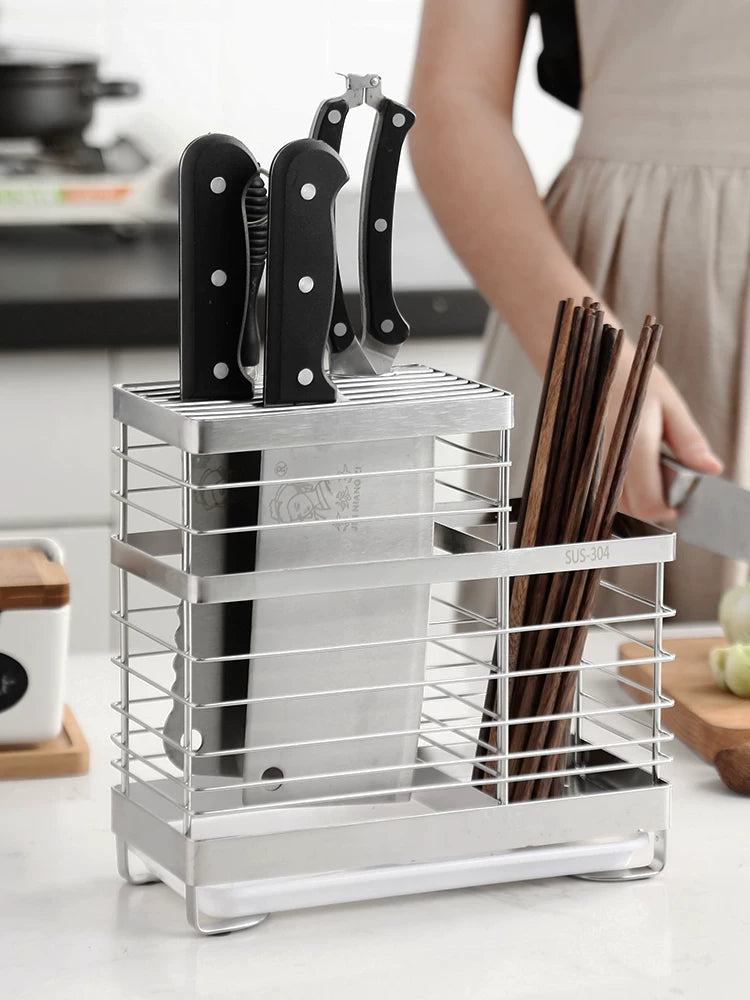 onlycook 304 paslanmayan poladdan bıçaq tutucusu çubuq tutucusu inteqrasiya olunmuş mətbəx bıçağı yemək çubuğu saxlama rəfi mətbəx bıçağı saxlama rəfi