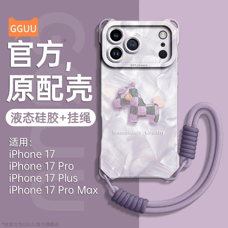 GGUU Apple 17promax mobil telefon qutusu üçün uyğundur iphone17 yeni 17pro qoruyucu örtük 17e daşına bilər At ili 16 qolbağı 15 lanyard 14 hər şey daxil 13 silikon 12 qadın pro unikal