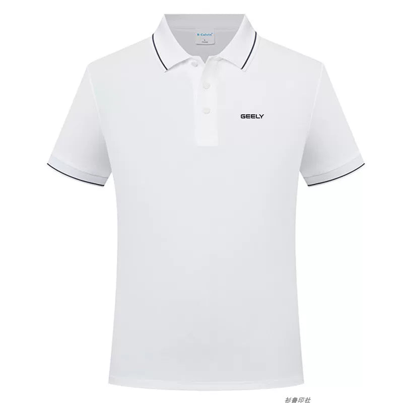 GEELY Xüsusi Loqolu 4S Mağaza İş Forması Yay Ağ Kəsikli Qısa Qollu Köynək Kişi və Qadın Polo Köynək Mədəni İş Geyimi