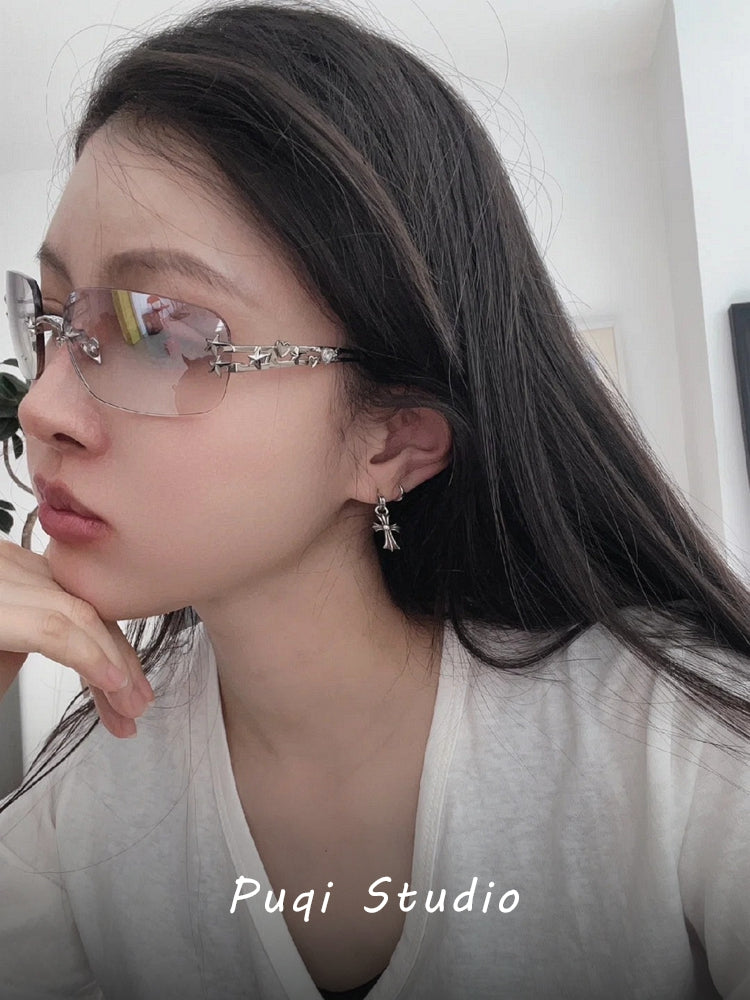 jennie'nin eyni üslublu çərçivəsiz y2k millennium hottie stilinin Koreya versiyası qadın moda dəbli yüksək səviyyəli günəş eynəyi yay