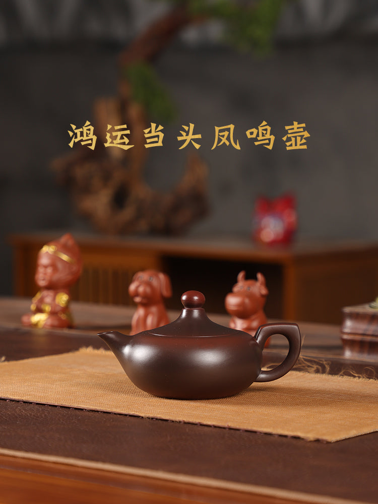 Yunnan bənövşəyi dulusçuluq məşhur çaydan tamamilə əl işi şanslı Fengming qazan ev çay dəsti çaydan çay hazırlamaq üçün xüsusi