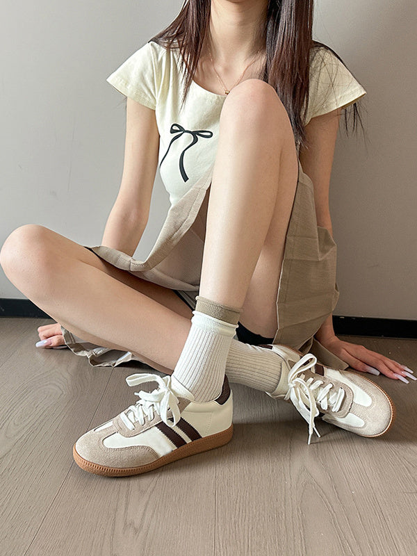 Həqiqi dəri retro Alman idman ayaqqabıları, 2025 yaz yeni stil, çox yönlü, nəfəs alan, tam təbii dəri, üç zolaqlı, Forrest Gump idman ayaqqabıları.