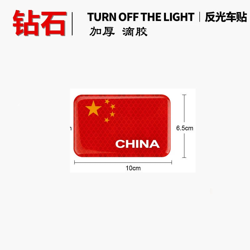 3D Qırmızı Bayraq Bamper Etiketləri Şəxsiyyət Etiketləri Qalınlaşmış Epoksi Yansıtıcı Bayraq Etiketi Suya davamlı Çizilmə Qapağı Qapağı