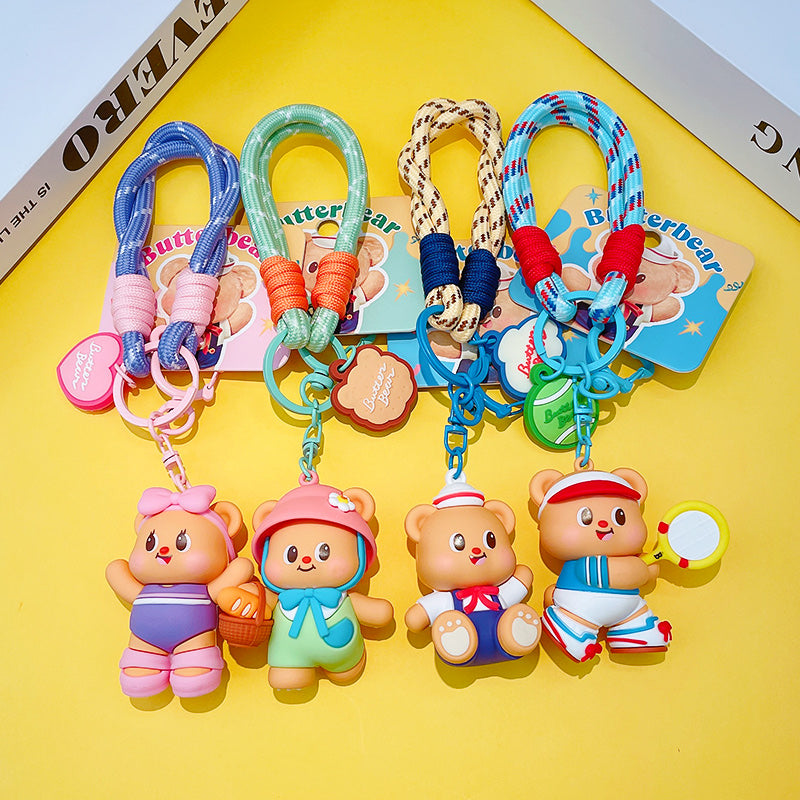 2025 Yeni Orijinal Kərə Yağı Ayısı Peluş Açar Zəncir, Qadınlar üçün Şirin Sırt Çantası Kulonu, Avtomobil Açar Zəncir Bəzəyi