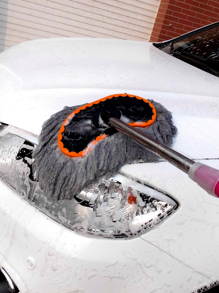 Avtomobil Yuma Fırçası Paslanmayan Polad Teleskopik Uzun Fırça Sahibi Uzun Saplı Avtomobil Su Fırçası Yumşaq Kürk Təmiz Pambıq Telli Avtomobil Yuma Mop Təmizləmə Xüsusi