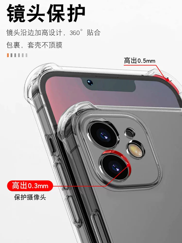 Apple 17 mobil telefon üçün uyğundur şəffaf 13pro hər şey daxil 15plus yumşaq iphone 17promax qutusu 12 silikon 11 kişi XR qadın qoruyucu örtük 16pro düşməyə qarşı 14 lens filmi hava yastığı ilə gəlir