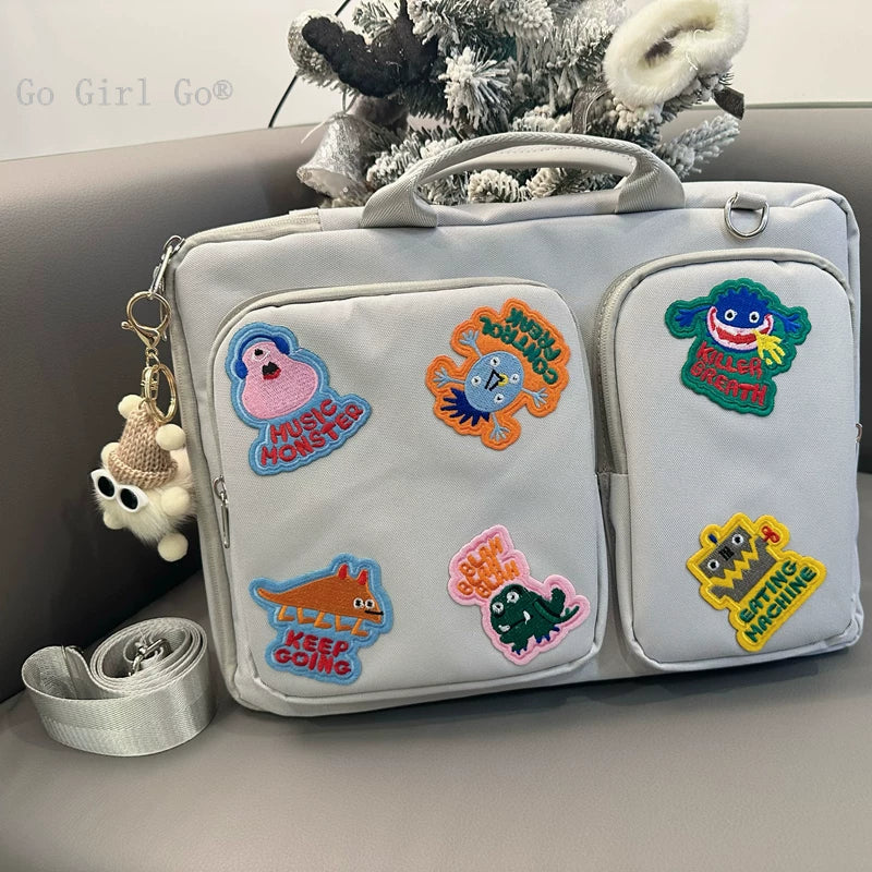 Go Girl Go® orijinal cizgi filmi canavar patch kompüter çantası Huawei Apple Lenovo Asus Dell noutbuk çantası üçün uyğundur