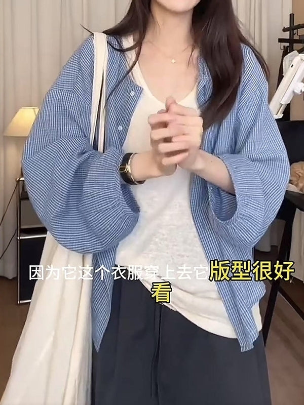 Qadın üçün dama-dama köynək, nazik model, 2026-cı ilin yayı üçün yeni model, böyük ölçüdə, Koreya stilində, geniş formada, yüksək səviyyəli hiss.