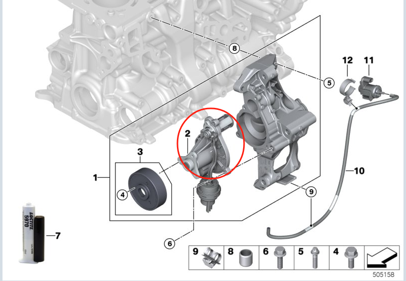 Applicable to BMW F20 F30 F35 G20 G38 G12 G01 G02 G08 B48 water pump seals