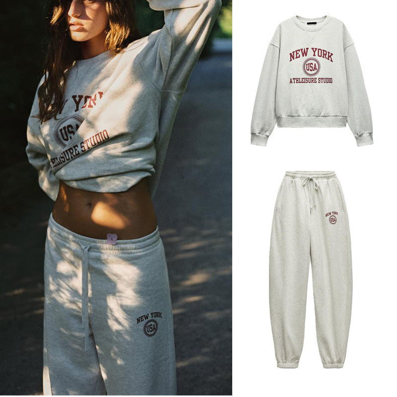 ZA Qadınlar üçün 2024 Payız Hərf Naxışlı Sviter 0264852, Orta Bel Dartılan Yun Sviter Şalvarı 0264860