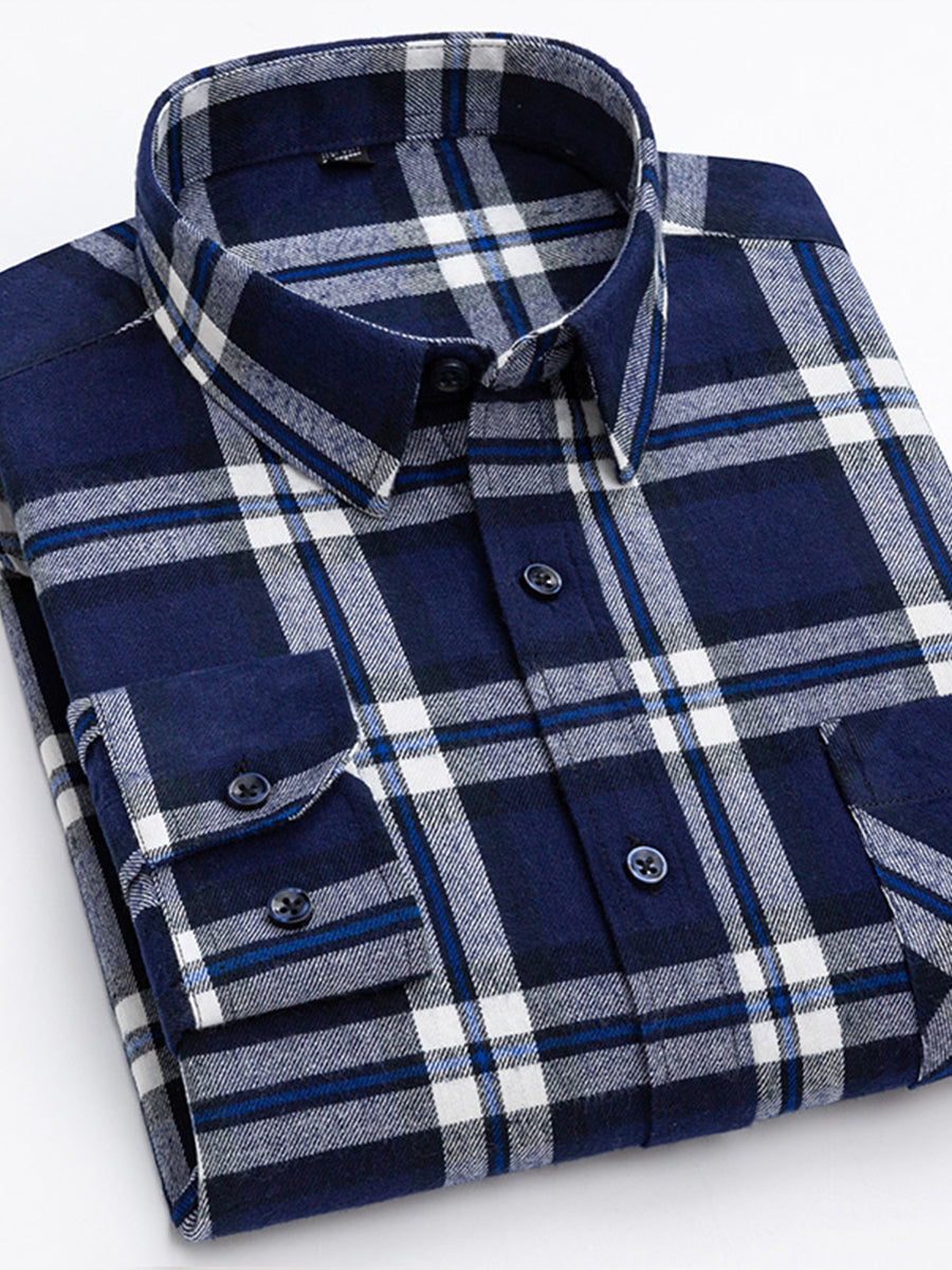 Paul 100% Pambıq Kişilər üçün Fırçalanmış Uzunqol Köynək, Gənc və Orta Yaşlı Kişilər üçün Gündəlik Pambıq Dama-dama Köynək, Böyük Ölçülü Kişi Geyimləri