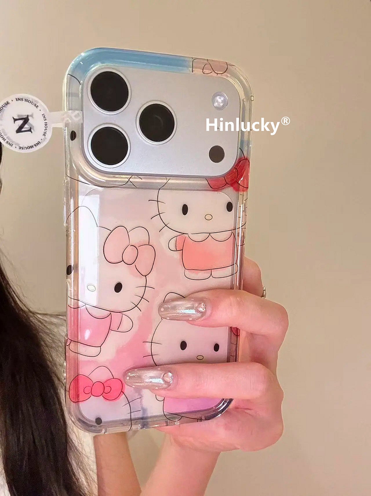 Hinlucky Yapon və Koreya ins sevimli cizgi filmi şəffaf pişik Apple 17 mobil telefon qabı iphone16promax ikiqat IMD15 zəncir 14 yıxılmaya qarşı qoruyucu örtük qadın 13 unikal və super gözəl görünüşlü
