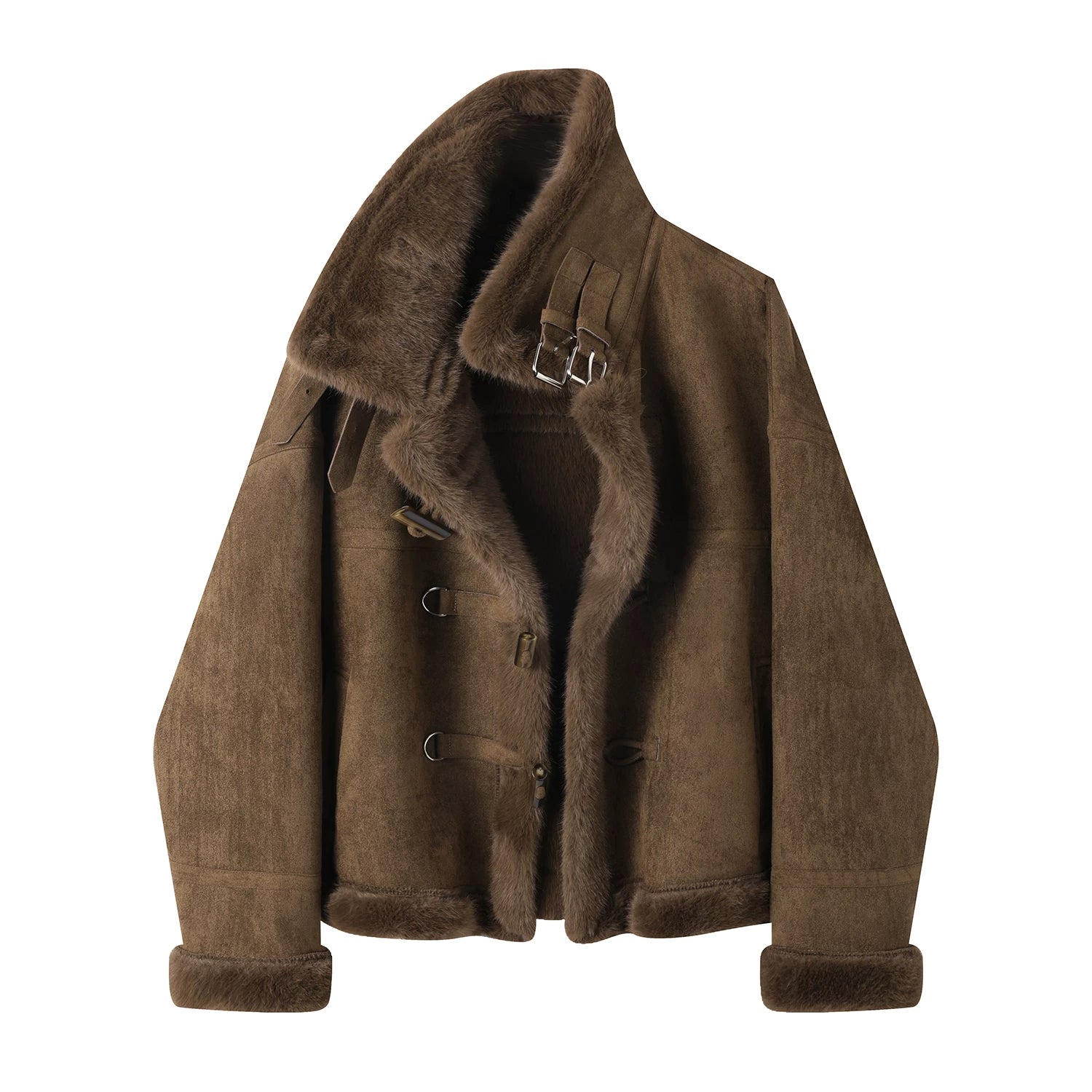 Cholisa Merard Koreya üslubunda quzu yunundan hazırlanmış yüksək keyfiyyətli unikal üslublu qadın qış xəz astarlı motosiklet topu