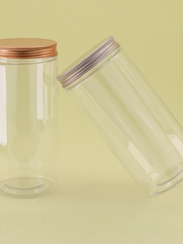 Plastik banka Ya qızılı tünd qızılı alüminium qapaq qalınlaşdırılmış şəffaf boş şüşə dərman bitkisi çay qablaşdırma şüşə qəlyanaltı möhürlənmiş banka