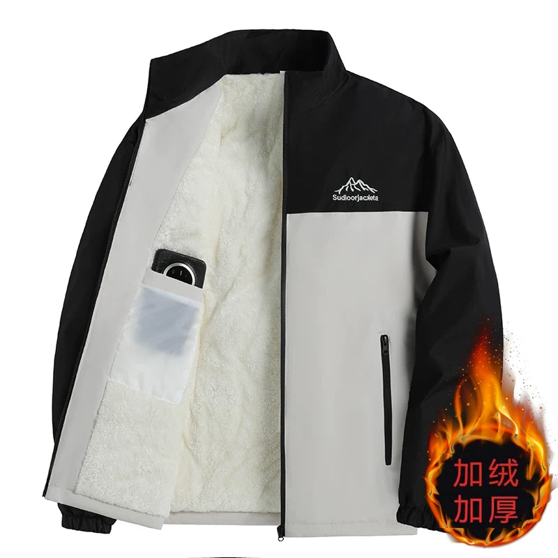 Kişilər üçün payız/qış üçün yun astarlı, qalınlaşdırılmış, dəbli, çoxfunksiyalı ayaqaltı gödəkçə, külək və suya davamlı küləkdən qoruyucu.