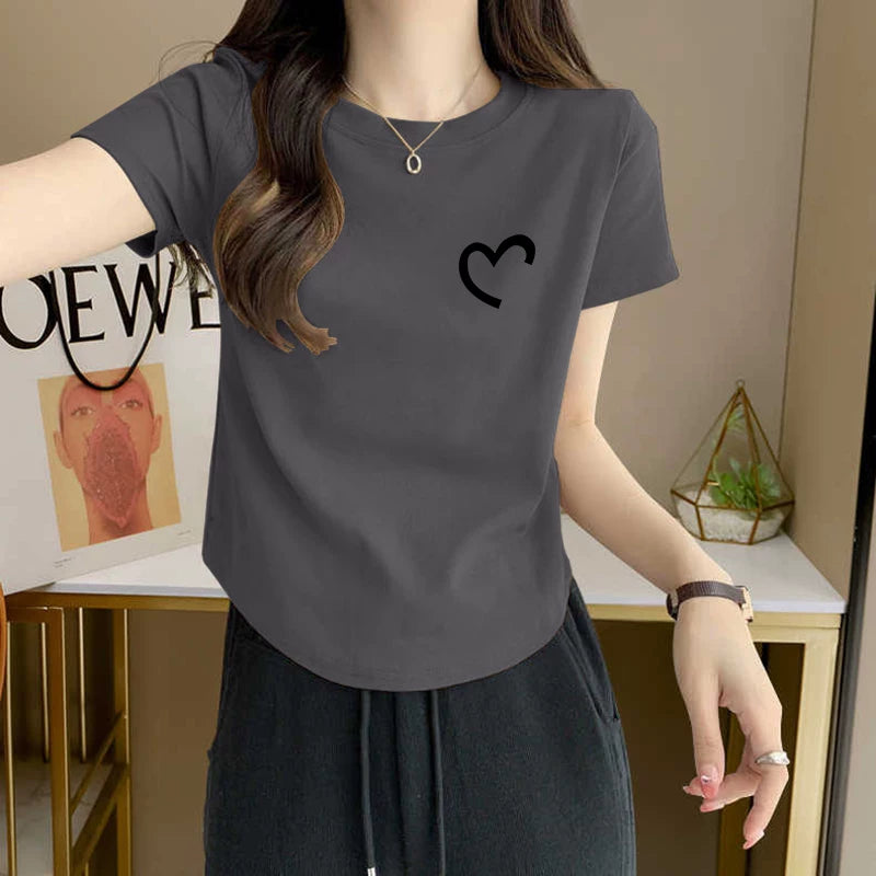 Qadınlar üçün sağ çiyinli təmiz pambıq qısaqol köynək 2026-cı ilin yayında yeni isti stil slim fit nizamsız moda brend köynək üstü qadınlar üçün