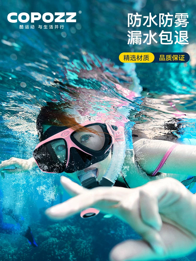 COPOZZ snorkeling maskası Sambo maskası sualtı dalğıc gözlükləri şnorkel dəsti tam quru miyopi üzgüçülük avadanlığı