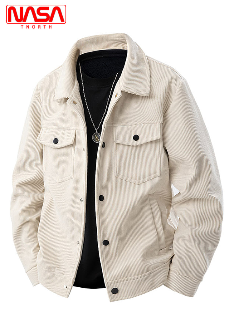 NASA-nın birgə brendi ilə hazırlanmış məxmər kişi gödəkçəsi, yaz və payız üslubunda, yaxalıqlı işgüzar gündəlik köynək, yeni, flis astarlı yaraşıqlı üst geyimi.