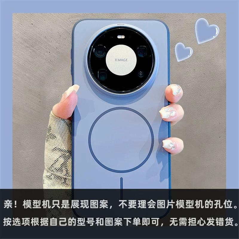 Huawei mate80promax cib telefonu üçün uyğun yüksək səviyyəli incə dairə maqnit emişi yeni mate80 tutqun dəri hiss mate70/80pro cüt qadın modeli 500 Honor magic8pro qoruyucu örtük