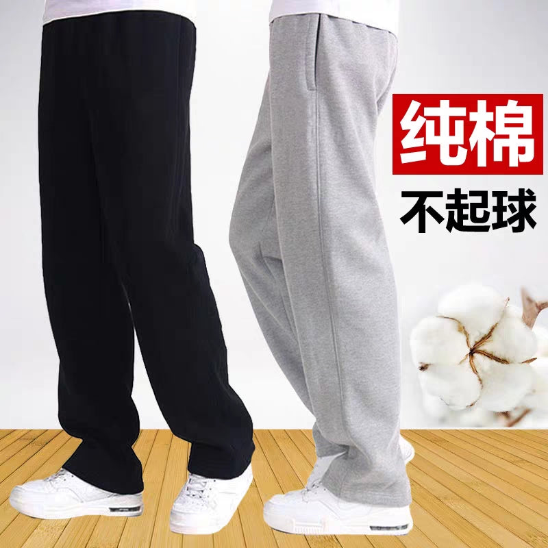 Kişi idman şalvarı, təmiz pambıq, yun astarlı, qalınlaşdırılmış, payız və qış gündəlik qaçış şalvarı, böyük ölçülü, fitnes idman şalvarı