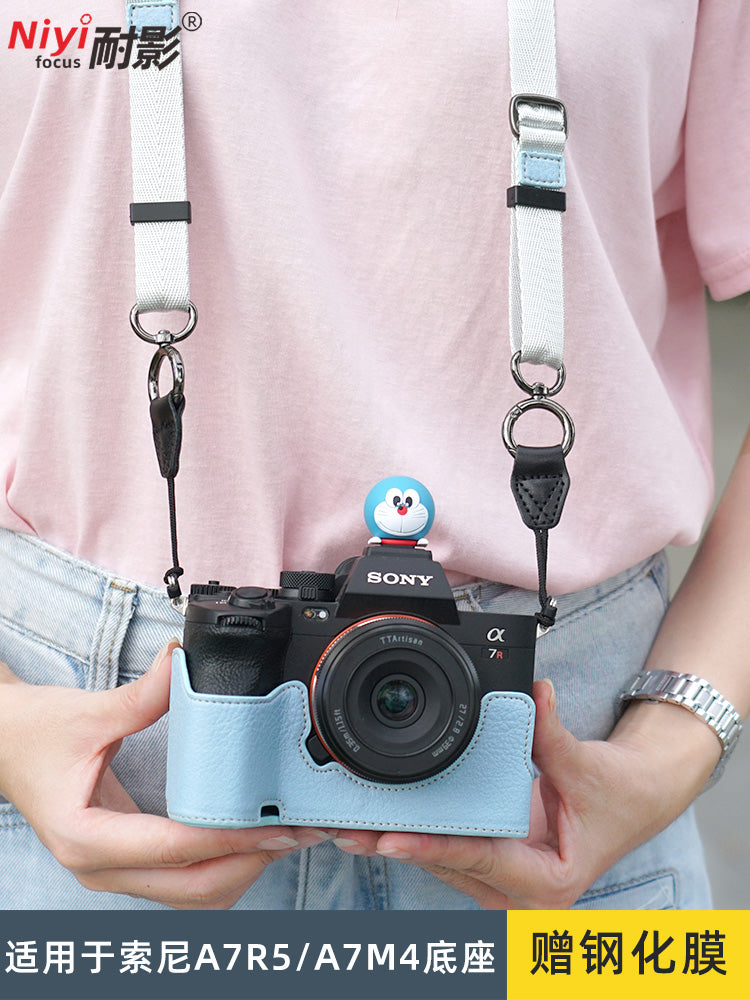 Sony A7M4/A7R5 A7M5 üçün uyğundur yarım dəst baza A7C2/A7CR kamera çantası dəri çanta çiyin qayışı əl qayışı bilək qayışı ZVE10/a7c2 birinci və ikinci nəsil kamera qutusu