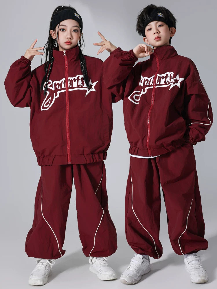 Uşaqlar üçün hip-hop küçə rəqsi dəb tamaşası geyimləri, yaz və payız oğlan və qız idman növləri ibtidai məktəb sinif forması dəstləri ilə görüşür