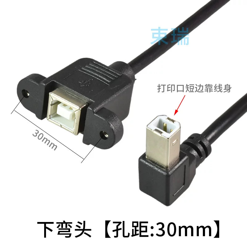 Sağ bucaqlı USB B tipli kişidən qadına sol və sağ 90 dərəcə dirsək printer skaneri uzadılması kvadrat port kişidən qadına USB-B kişidən B qadına sabit qulaq məlumat kabeli ilə