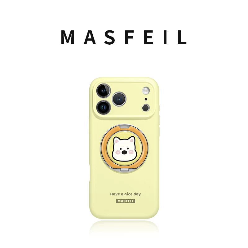 MASFEIL × Purple West Highland Apple 16Promax mobil telefon qutusu üçün uyğundur yeni 15 stendli iPhone17Pro qoruyucu örtüyü Eo1 pivot maye silikonu 13:00 sevimli inkişaf etmiş