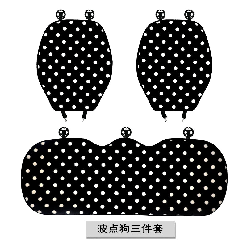 Comfortable, warm, thickened soft seat cover for autumn and winter, cartoon puppy dog ​​multi-piece set, semi-enclosed seat cushion cover