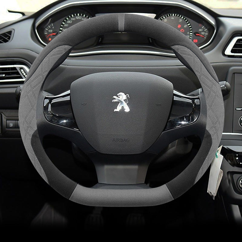 Peugeot 308 Sükan Çarxı Qış Xüsusi Zamşa Flis Stil 16-2019 Sürüşməyə Qarşı Tər Uducu Avtomobil Sükan Çarxı İsti