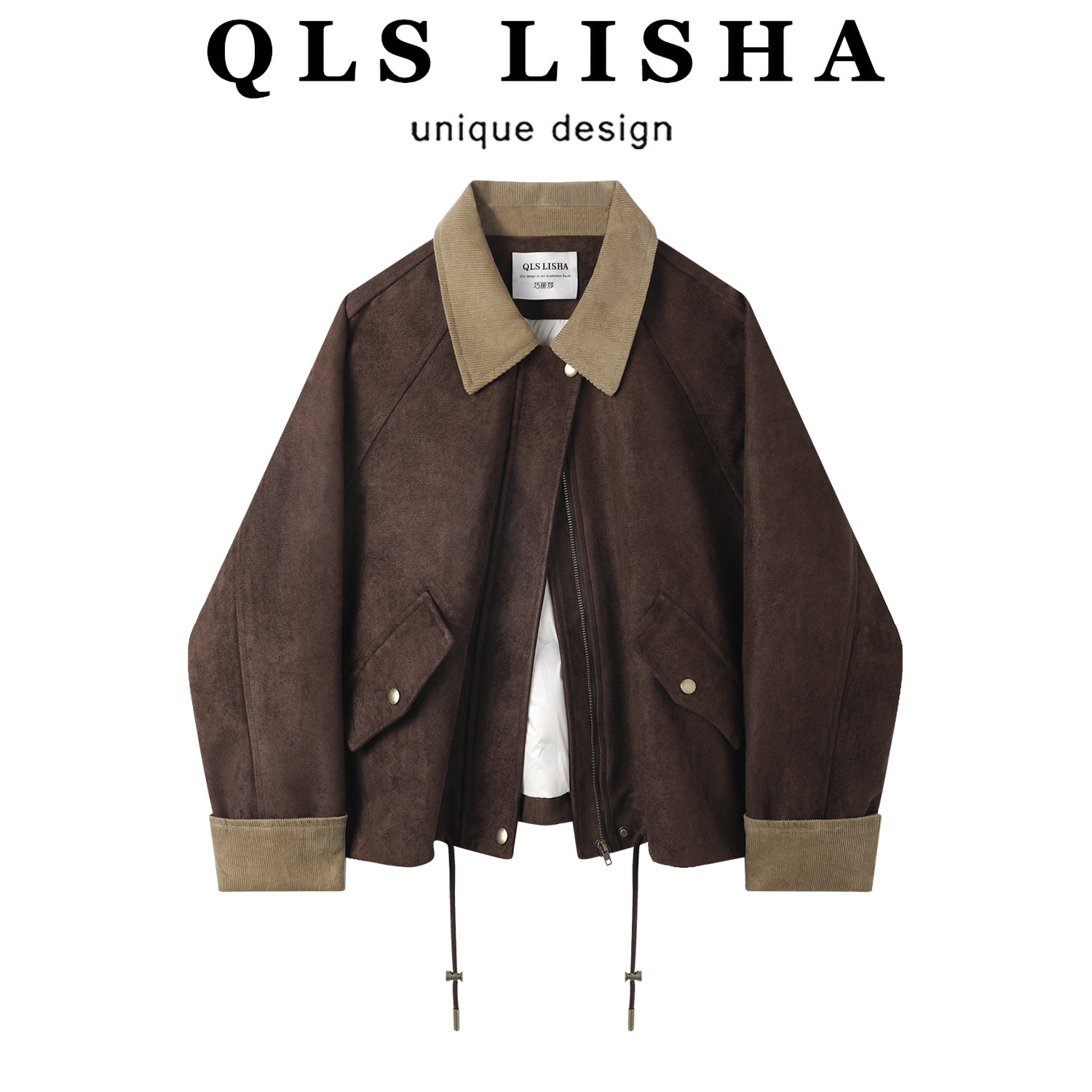 Chorlisa Retro Corduroy Yaxalı Zamşa Yüngül Aşağı Gödəkçə, Qadınlar üçün Qış 2025 Yeni Qısa Gödəkçə