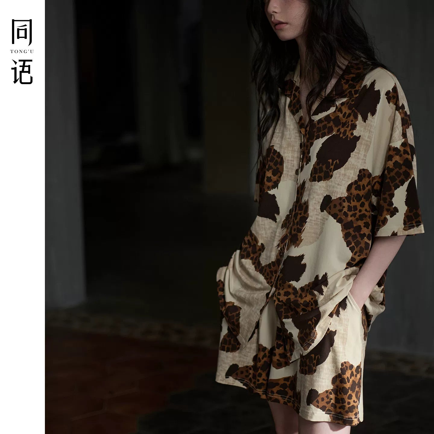 Qadınlar üçün Tongyu yumşaq modal pambıq pijama, yeni yay geyilə bilən qısaqol şort kostyum, sərin ev paltarları
