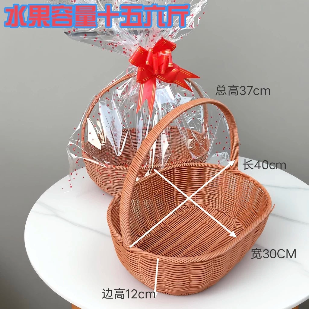 Meyvə səbəti toxunmuş əl səbəti hədiyyə səbəti kvadrat meyvə səbəti rattan meyvə səbəti meyvə qablaşdırma səbəti