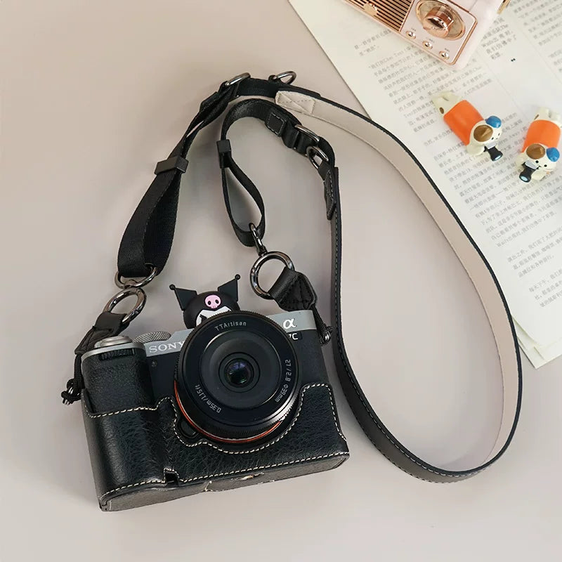 Sony A7M4/A7R5 A7M5 üçün uyğundur yarım dəst baza A7C2/A7CR kamera çantası dəri çanta çiyin qayışı əl qayışı bilək qayışı ZVE10/a7c2 birinci və ikinci nəsil kamera qutusu