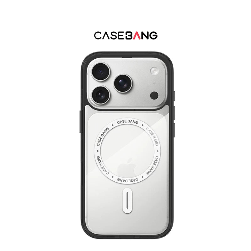 CASEBANG təəccüblü qabıq iPhone17ProMax/iPhone17Pro/16/15Pro Samsung S25Ultra şəffaf parıltılı düşmə əleyhinə maqnitli Apple mobil telefonunun qoruyucu qabığı