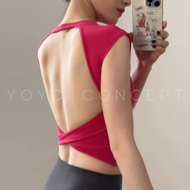 Yoyo idman jiletini tövsiyə edir, hamısı bir yerdə sabit sinə yastığı yoqa gözəllik arxası qadın fitness top Pilates məşq paltarı