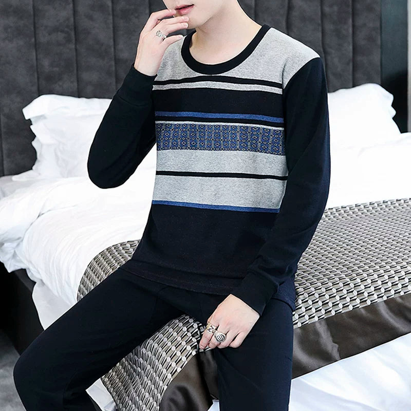 Kişilər üçün 100% Pambıqdan Payız və Qış üçün Termal Alt Geyim Dəsti, Sincan Təmiz Pambıqdan Əsaslı Köynək, Dəyirmi Yaxalıq, Jakarlı Termal Alt Geyim, Dəbli Kişi Geyimləri