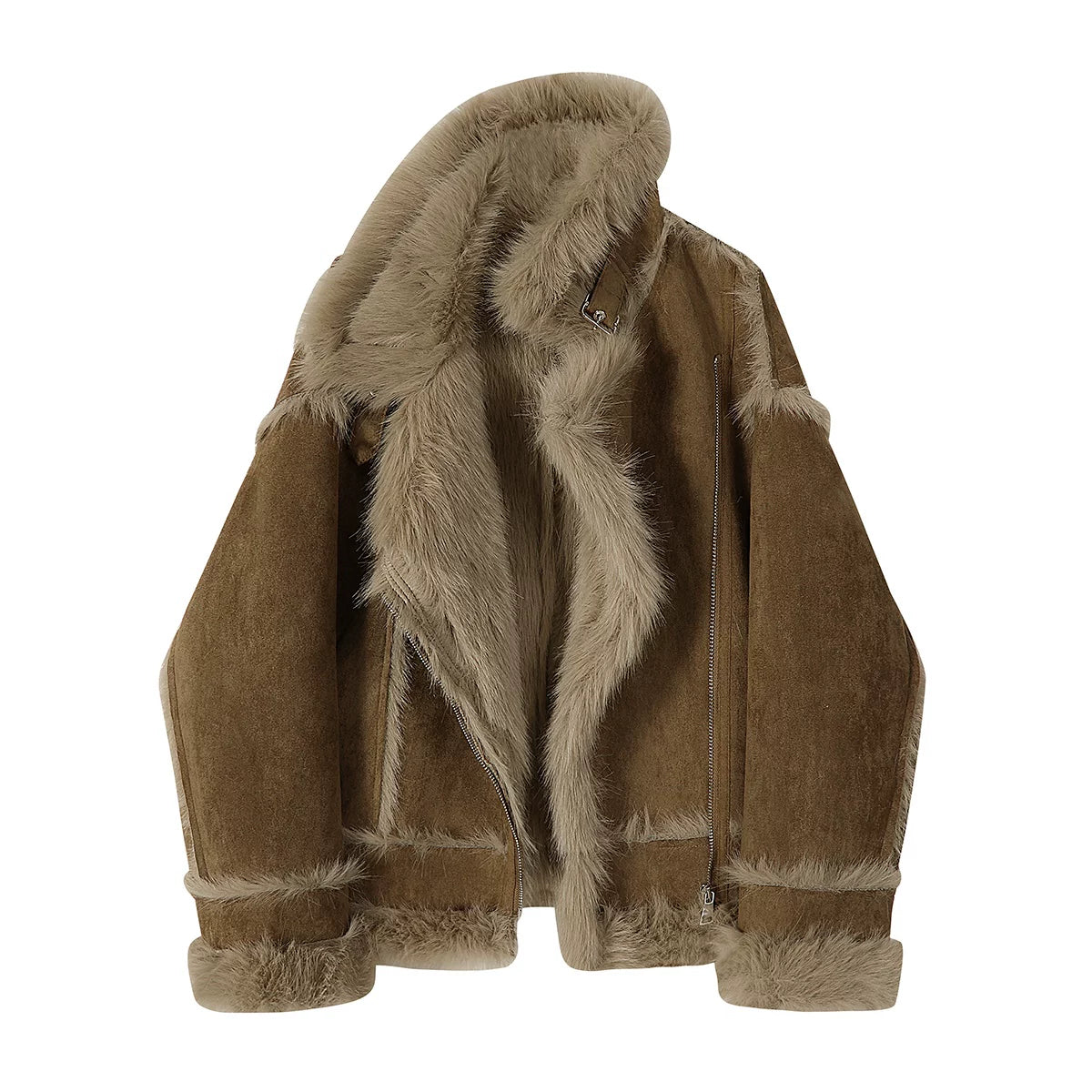 Cholisa qadınlar üçün unikal qırxılmış astarlı qısa zamşa palto, 2026-cı ilin payız və qış mövsümü üçün yeni, çox satılan model.