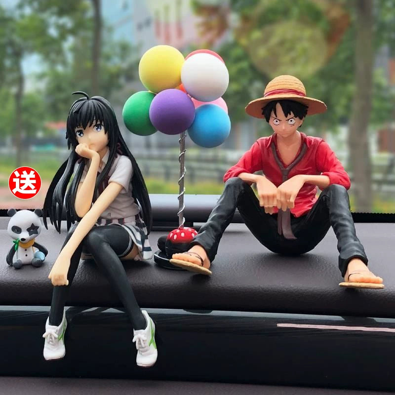 Anime One Piece Avtomobil Dekorasiyası Gülən Üz Lüffi Zoro Əl işi İnternet Məşhur Avtomobilin Mərkəzi Konsolu Daxili Dekorasiya Kuklası