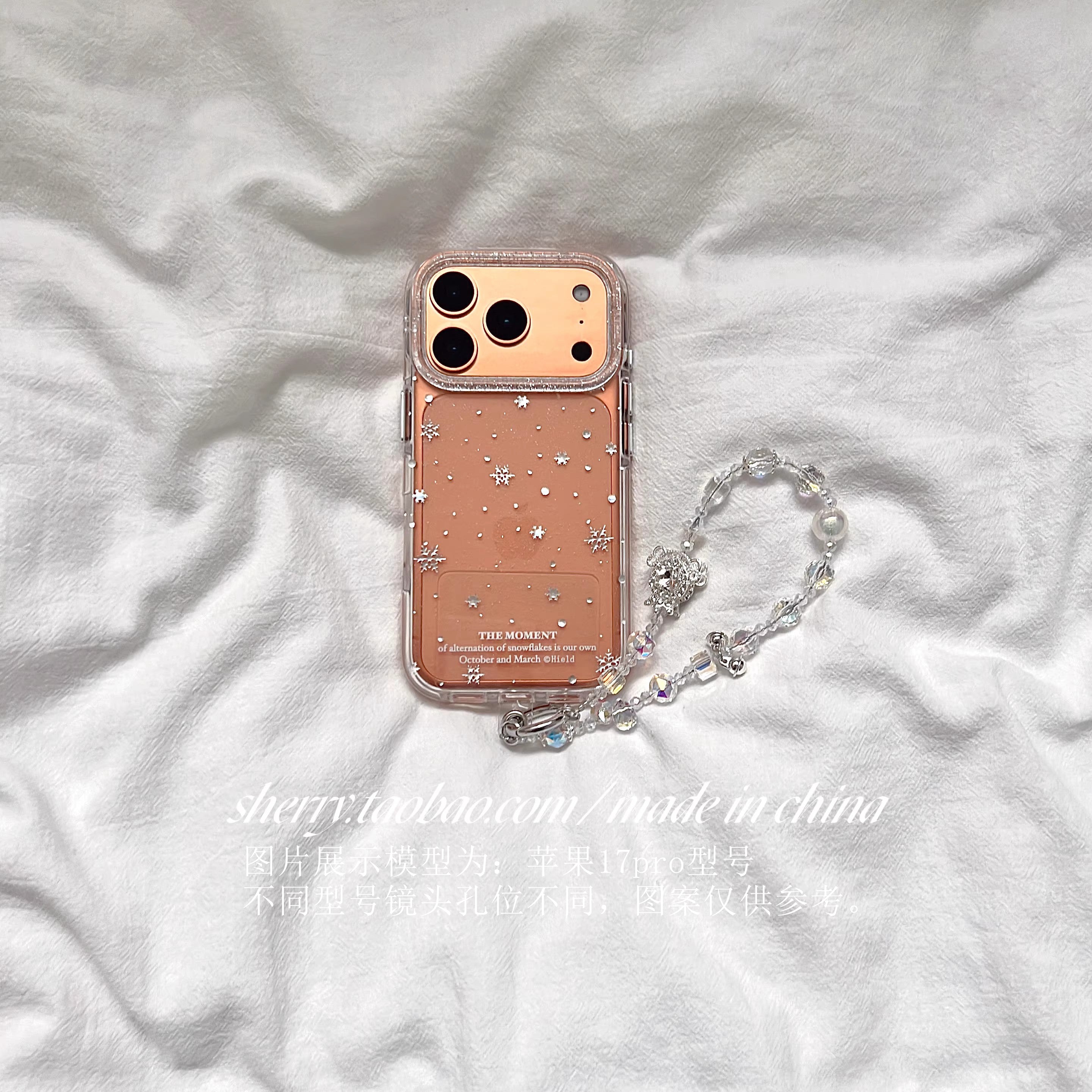 SHERRY*ins üslubunda şəffaf incə parıltılı gümüşü qar dənəciyi Apple 17ProMax mobil telefon qutusu iPhone16Pro niş qız ürəyi 15 sadə 14 kiçik təzə cizgi filmi qabaqcıl qış üçün uyğundur