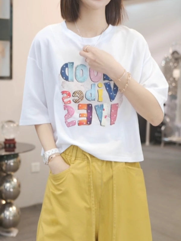 Qadınlar üçün Böyük Ölçülü, Saf Pambıqdan Naxışlı Qısa Qollu Futbolka, Yay, Boş Forma, Arıqladıcı, Arxasız Krujevalı Qısa Qollu Futbolka, Dəbli