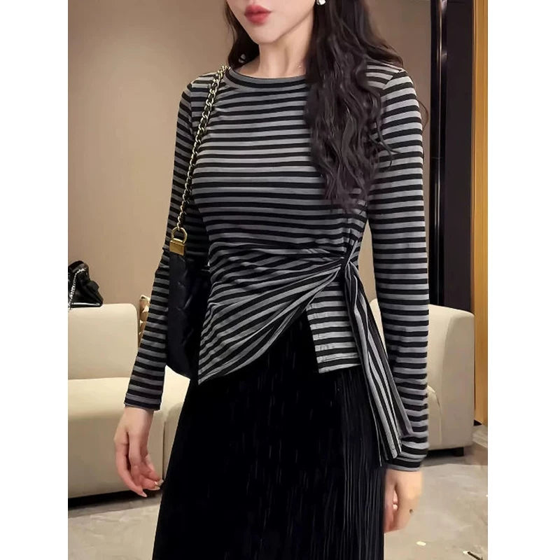 German style new Korean fashion, long-sleeved, irregular tie-dye shirt for spring, autumn and winter, loose daily top