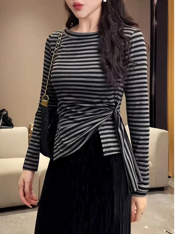 German style new Korean fashion, long-sleeved, irregular tie-dye shirt for spring, autumn and winter, loose daily top