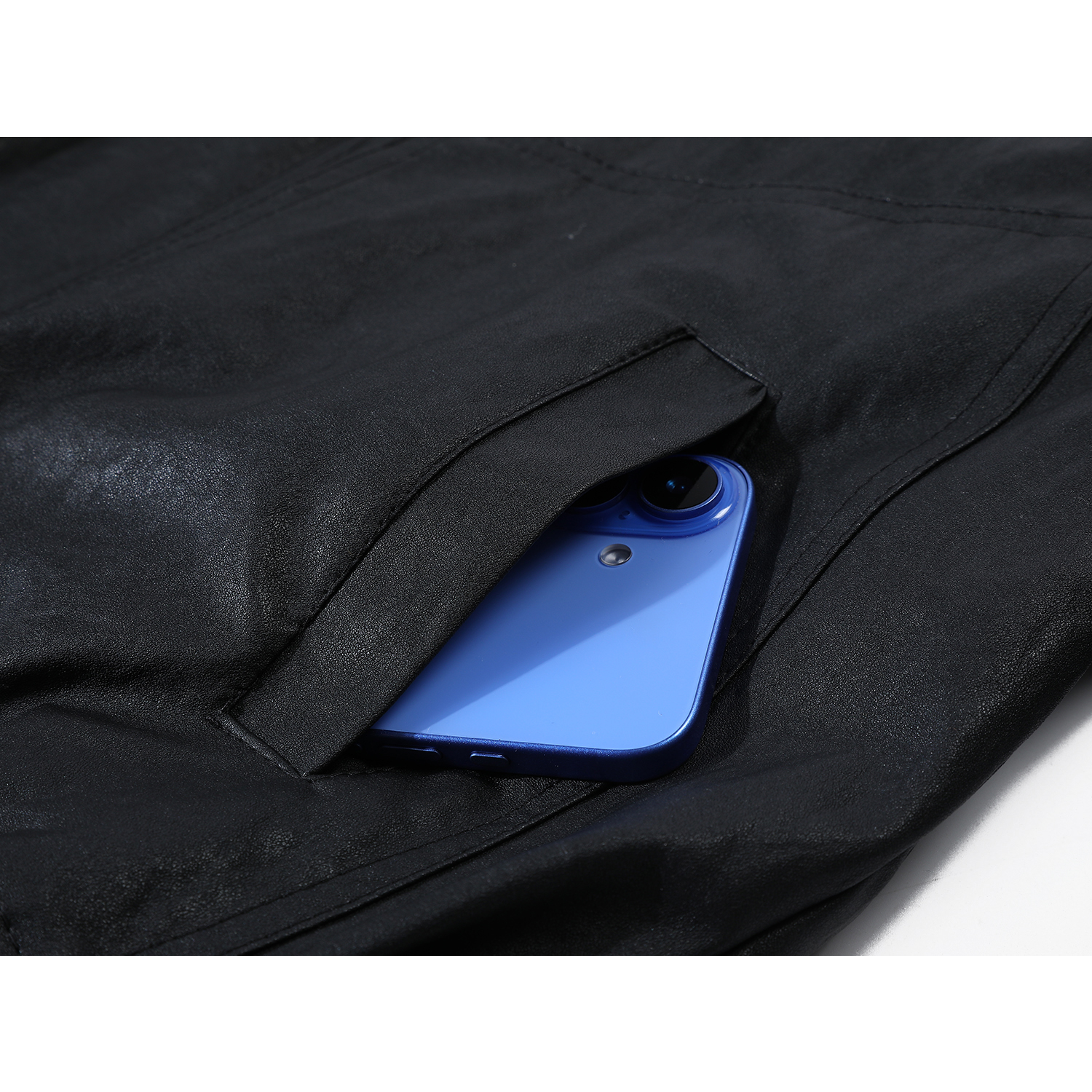 Chorlisa Qara Qəşəng və Sərin Toxunma Yamaqlı Yaxalıqlı PU Dəri Gödəkçə, Payız və Qış üçün Pambıq Yastıqlı Gödəkçə